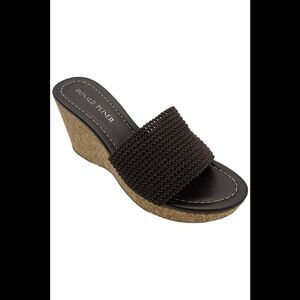 Donald Pliner Women's Fortune Basic Elastic Wedge Sandal Dark Brown - Medium